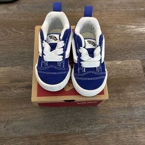 Vans Kids Blue Canvas Lace-Up Sneakers with White Trim